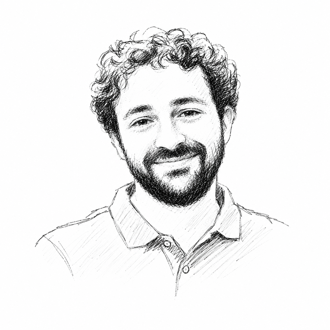 Minimalist black-and-white sketch of Georges Mahl